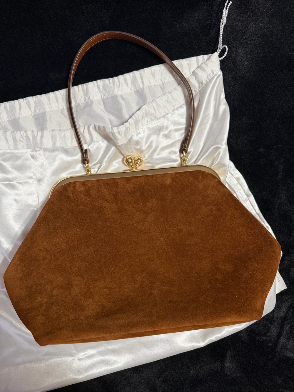 Coach Brown Suede Shoulder Bag with Gold Hardware - Picture 3 of 12